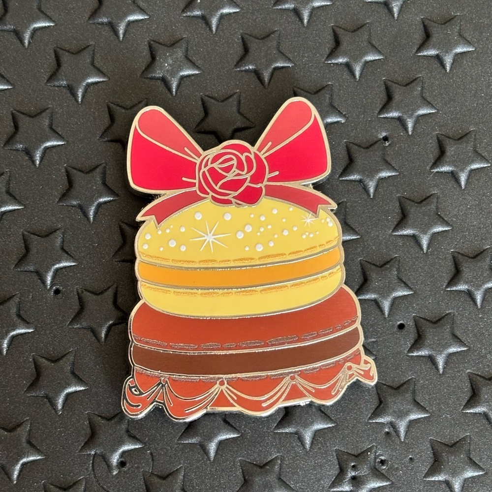 Disney Princess Pastries Belle Colorful Macaron Enamel Pin with Bow